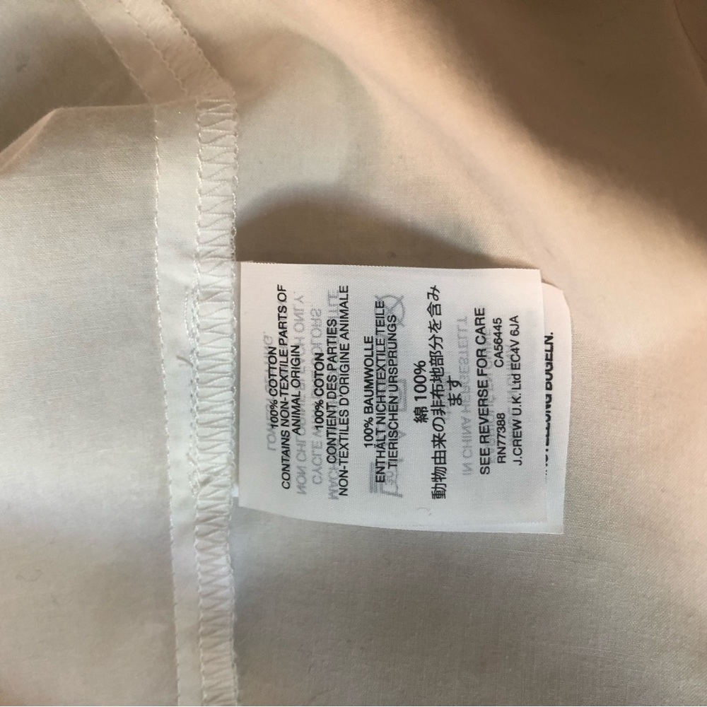 J.Crew white button back top tipped bell sleeve size 6 crew EUC cotton poplin - Picture 7 of 9